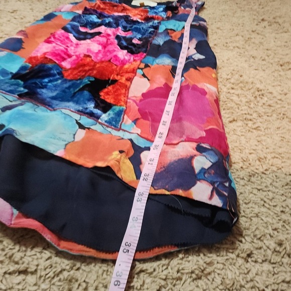 Anthropologie Leifsdottir Patchwork silk and velvet Floral Dress Size 8 - Picture 6 of 9